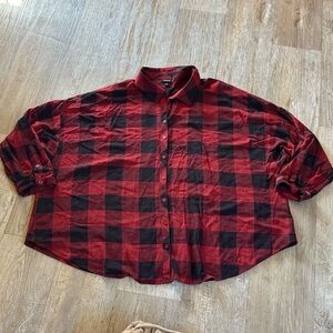 Torrid Rust Plaid Drop Shoulder Shirt Gingham Print Women’s Size 4X